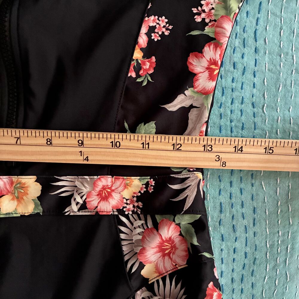 OP Ocean Pacific Floral Surf Suit One Piece Swimsuit Long Sleeve Women's L NWT - Picture 7 of 11